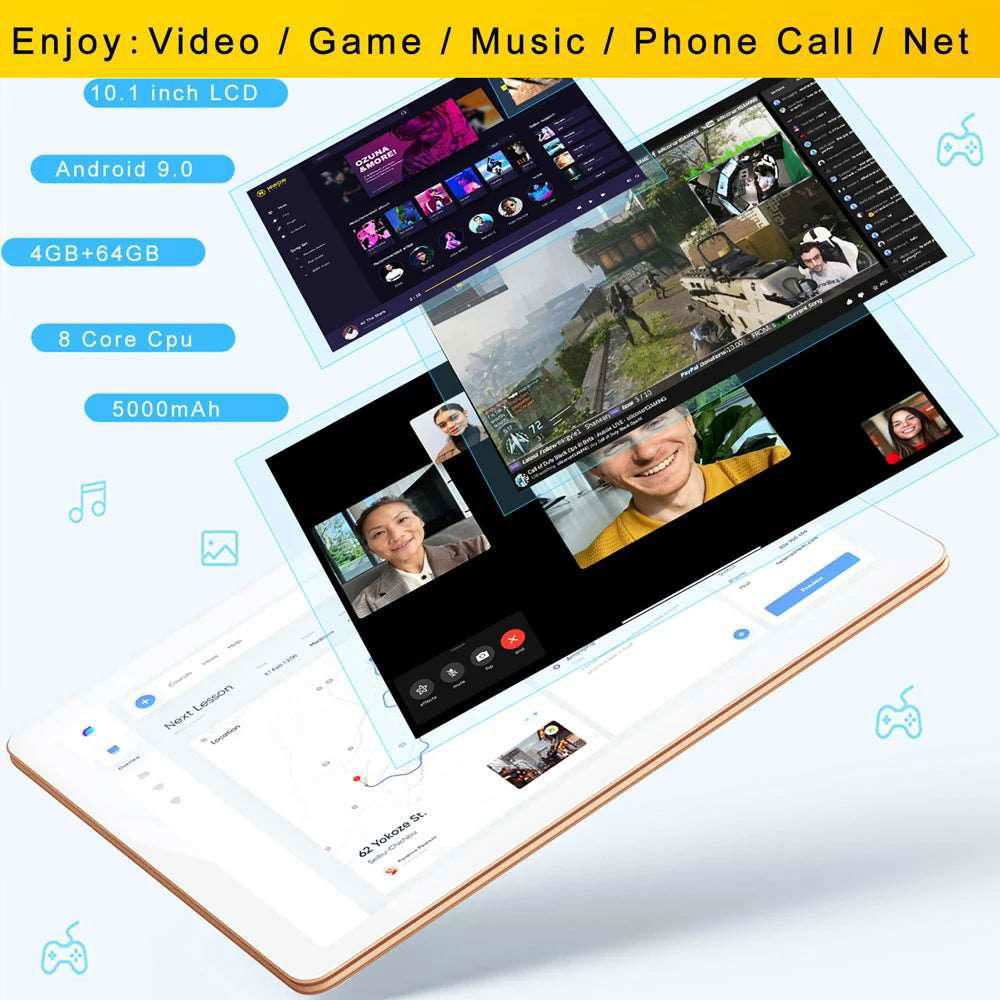 10.1 Inch Android 9.0 Tablet Pc 4GB+64GB 3G Mobile Sim Card Phone Call Android 9.0 Tablet Pc Tablets Pc - a1 - z1