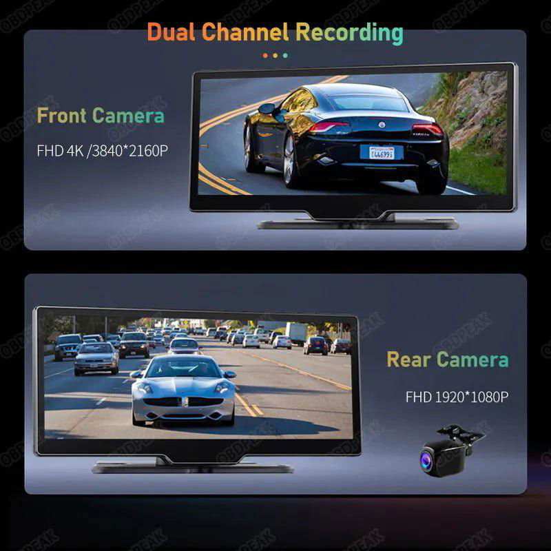 10.26" Dash Cam Rearview Camera Wifi Carplay & Android Auto 4K DVR GPS Navigation Video Recorder Dashboard Dual Len 24H Park AUX - a1 - z1