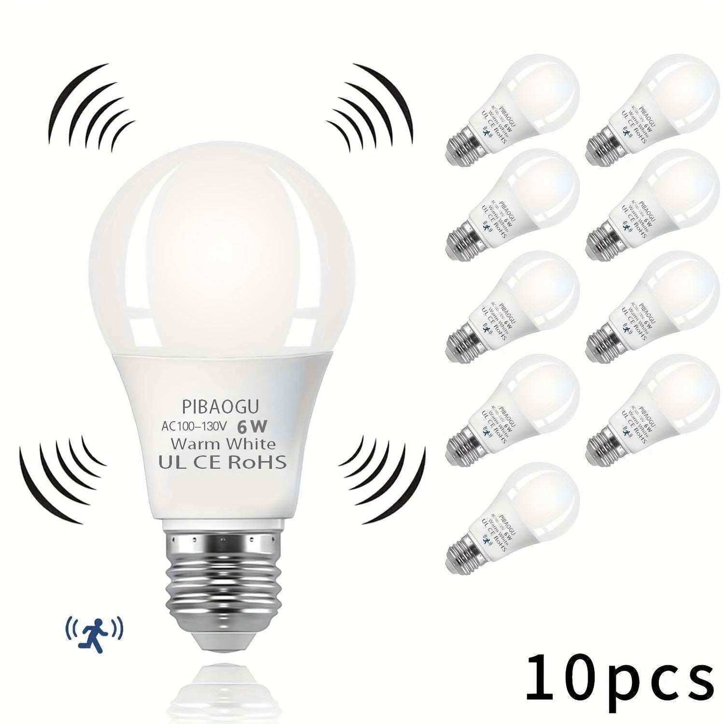 10pcs LED Motion Sensor Bulb 6W LED Lamp Radar Motion Sensor PIR Sensor Light Auto ON/OFF Night Light For Home Parking Lighting AC100 - 130V - a1 - z1