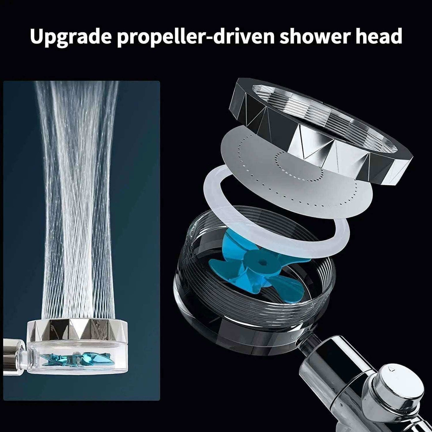 2022 Shower Head 360 Degree Rotation Water Saving Flow Turbofan Hydraulic Injection High Pressure Sprayer Bathroom Accessories - a1 - z1