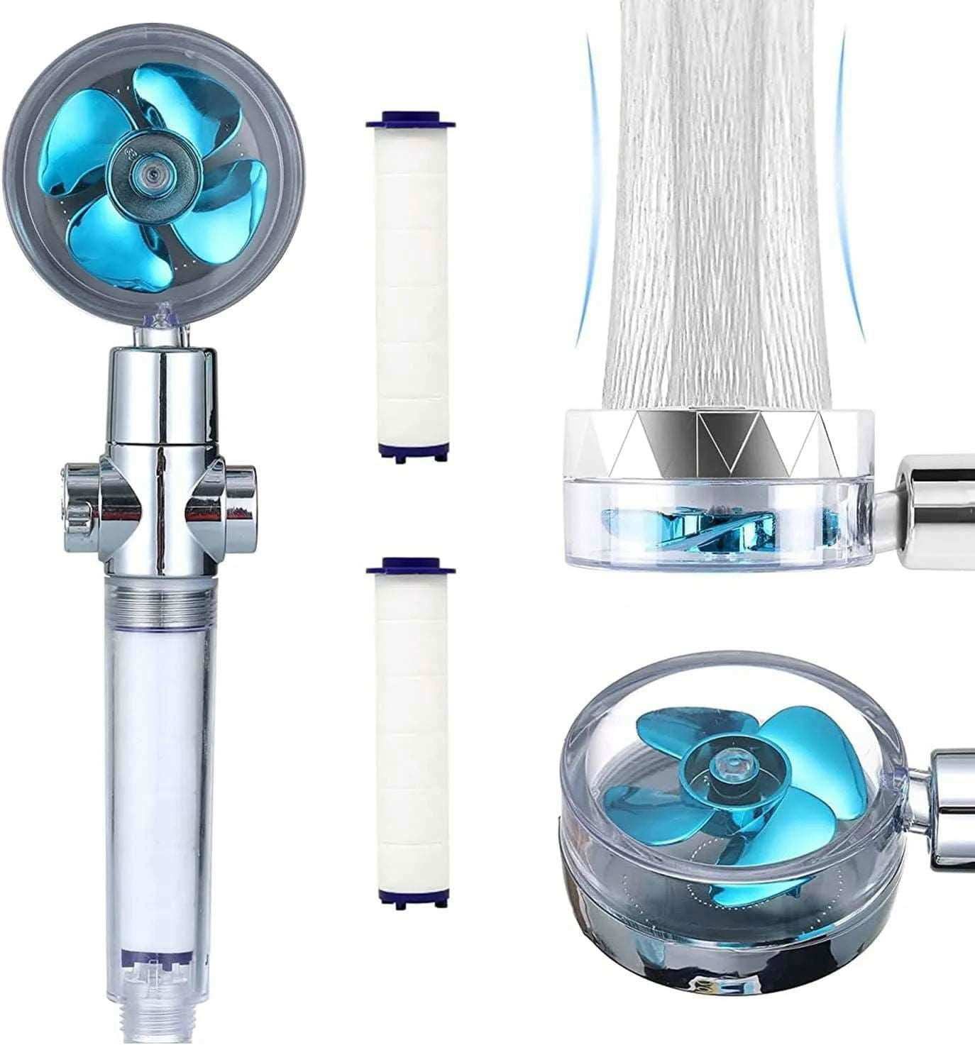 2022 Shower Head 360 Degree Rotation Water Saving Flow Turbofan Hydraulic Injection High Pressure Sprayer Bathroom Accessories - a1 - z1