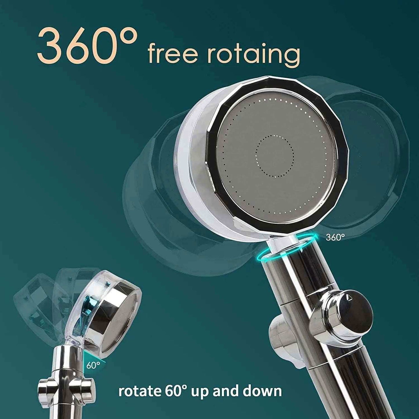 2022 Shower Head 360 Degree Rotation Water Saving Flow Turbofan Hydraulic Injection High Pressure Sprayer Bathroom Accessories - a1 - z1