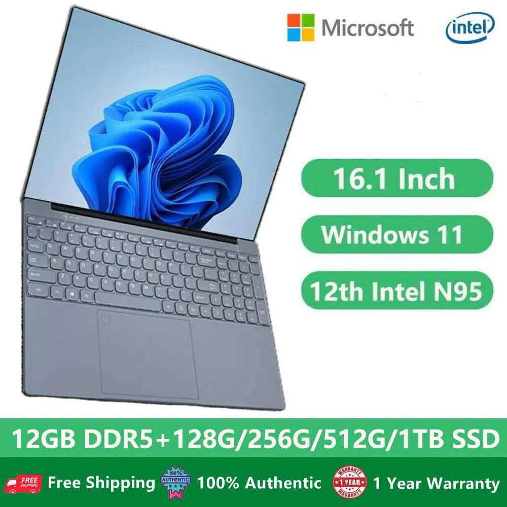 2023 AKPAD Intel Celeron 12Th N95 Laptop Windows 10 11 Pro Office Bluetooth Notebook PC 16G DDR4 16 - inch 1920x1200 IPS Netbook - a1 - z1