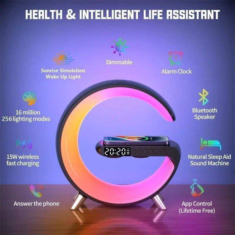 2023 New Intelligent G Shaped LED Lamp Bluetooth Speaker Wireless Charger Atmosphere Lamp App Control For Bedroom Home Decor - a1 - z1