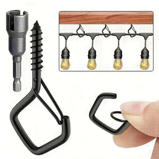 20pcs Square Snap Hanging Hooks - Anti - Drop Bonsai Hooks with Safety Buckles for Christmas Rope String Lights - a1 - z1