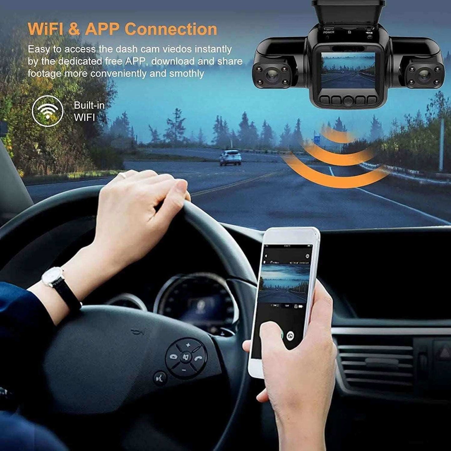 3*1080P Dash Cam 360˚Panoramic Protection Front Left And Right Cameras IR Night Vision 3 Cameras WiFi WDR GPS Video Recorder - a1 - z1