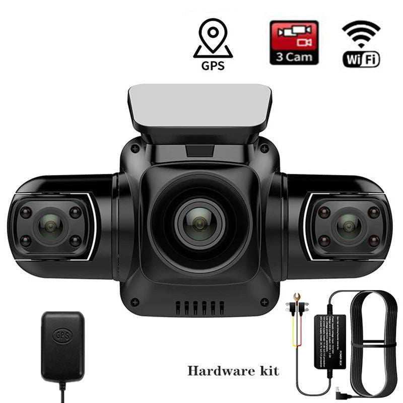 3*1080P Dash Cam 360˚Panoramic Protection Front Left And Right Cameras IR Night Vision 3 Cameras WiFi WDR GPS Video Recorder - a1 - z1