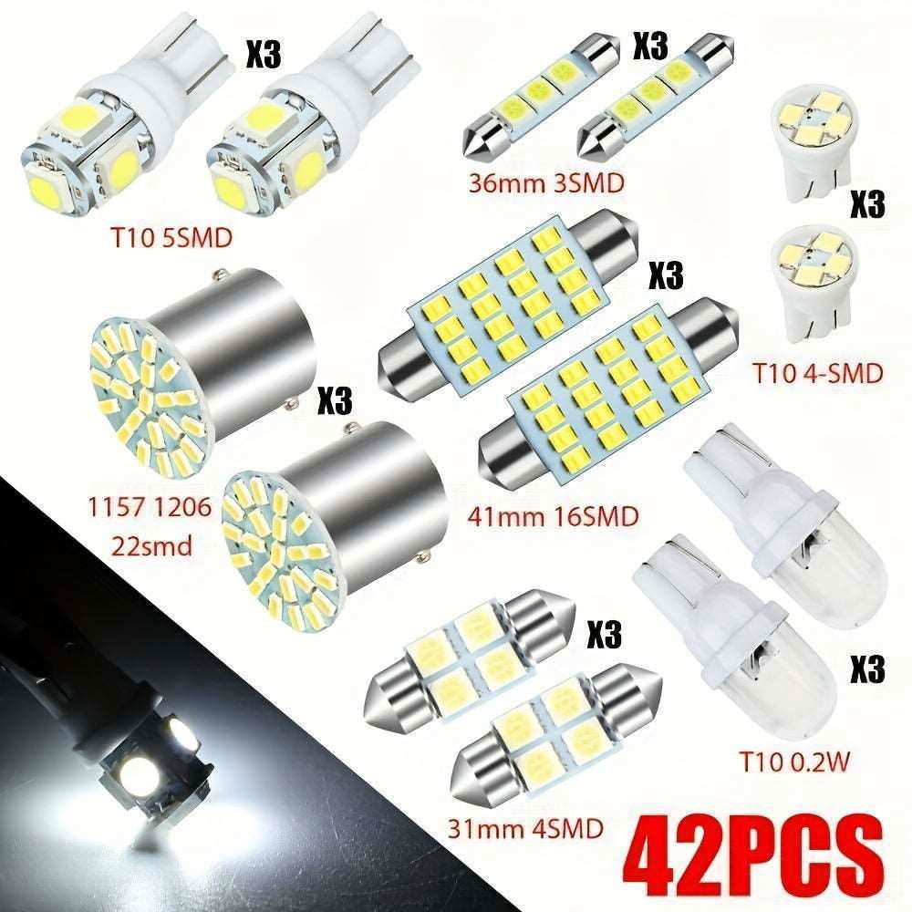 42pcs LED Car Interior Lights - Brighten Your Ride with Xenon White Bulbs! - a1 - z1