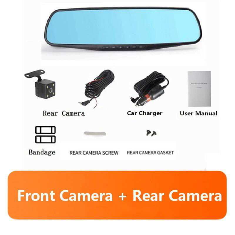 4.3in Car Dash Cam 24H Driving Recorder HD 1080P Cycle Mirror Dvr Dash Cam Dual Lens Video Recorder Car DVR Dash Camera Dashcam - a1 - z1