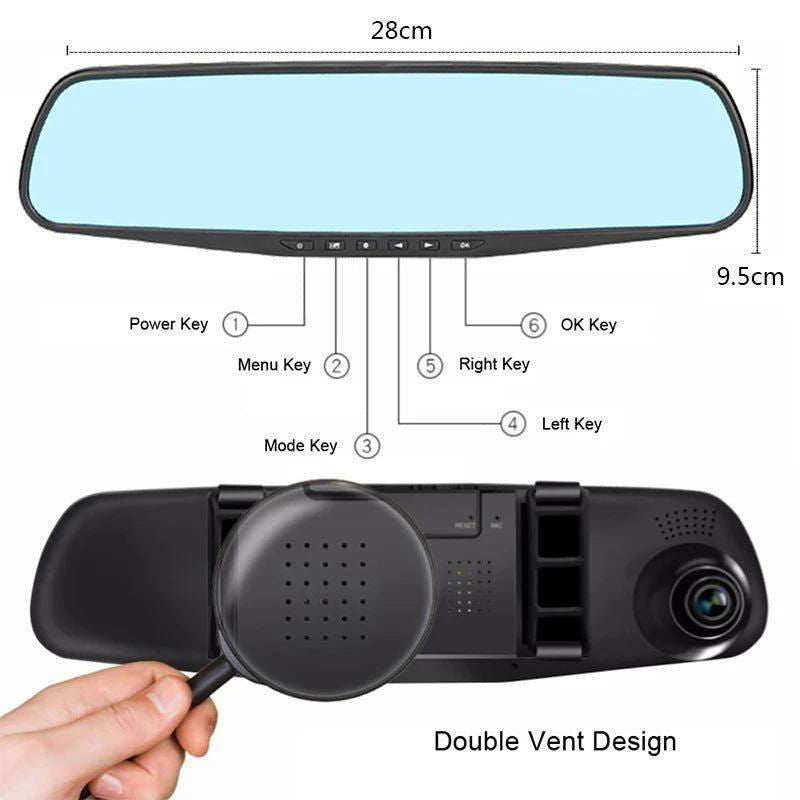 4.3in Car Dash Cam 24H Driving Recorder HD 1080P Cycle Mirror Dvr Dash Cam Dual Lens Video Recorder Car DVR Dash Camera Dashcam - a1 - z1