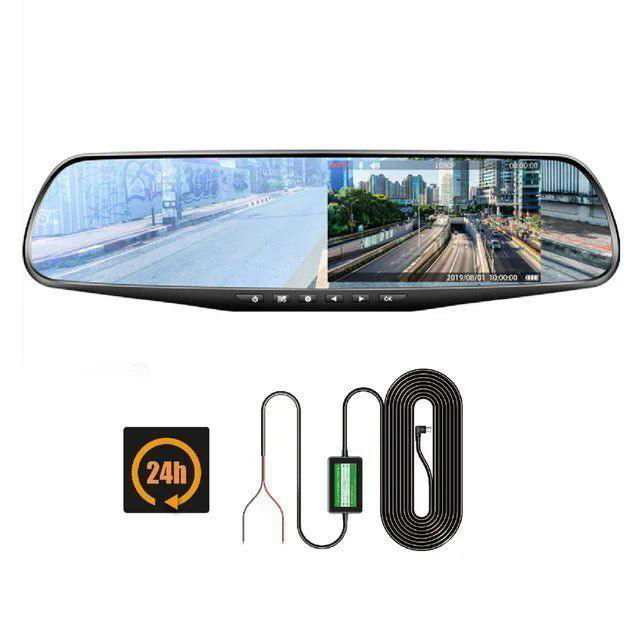 4.3in Car Dash Cam 24H Driving Recorder HD 1080P Cycle Mirror Dvr Dash Cam Dual Lens Video Recorder Car DVR Dash Camera Dashcam - a1 - z1