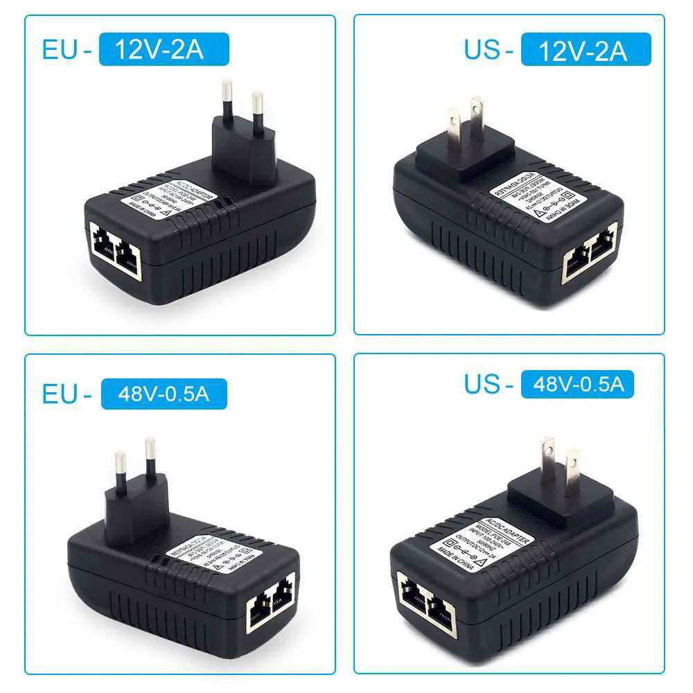 48V/12V POE injector Ethernet CCTV Power Adapter 0.5A /2A 24W POE for IP camera IP Phones POE Switch Power Adapter EU/US Option - a1 - z1