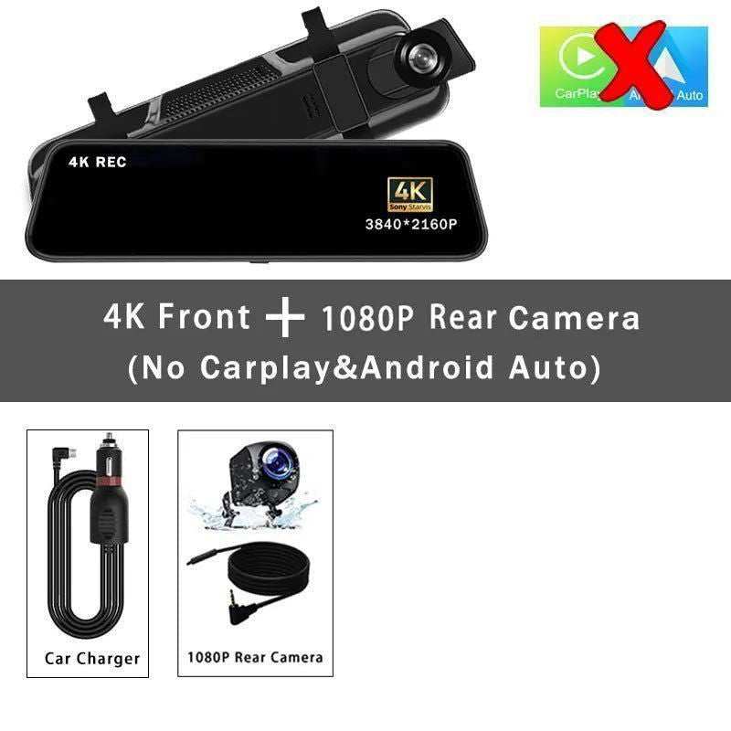 4K 2160P Carplay Android Auto Car Dvr 5G WIFI GPS Dash Cam FM Radio Dashcam Car Camera Stream RearView Mirror Drive Recorder - a1 - z1