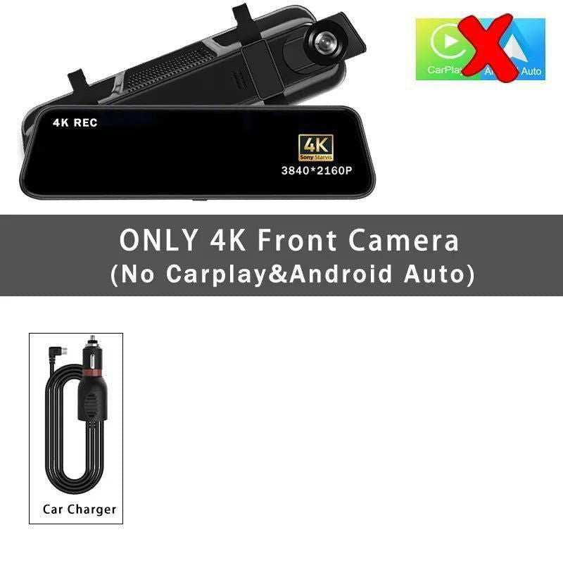 4K 2160P Carplay Android Auto Car Dvr 5G WIFI GPS Dash Cam FM Radio Dashcam Car Camera Stream RearView Mirror Drive Recorder - a1 - z1