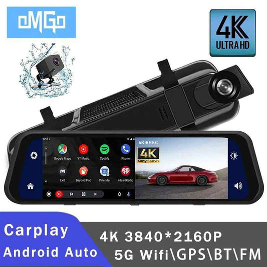 4K 2160P Carplay Android Auto Car Dvr 5G WIFI GPS Dash Cam FM Radio Dashcam Car Camera Stream RearView Mirror Drive Recorder - a1 - z1