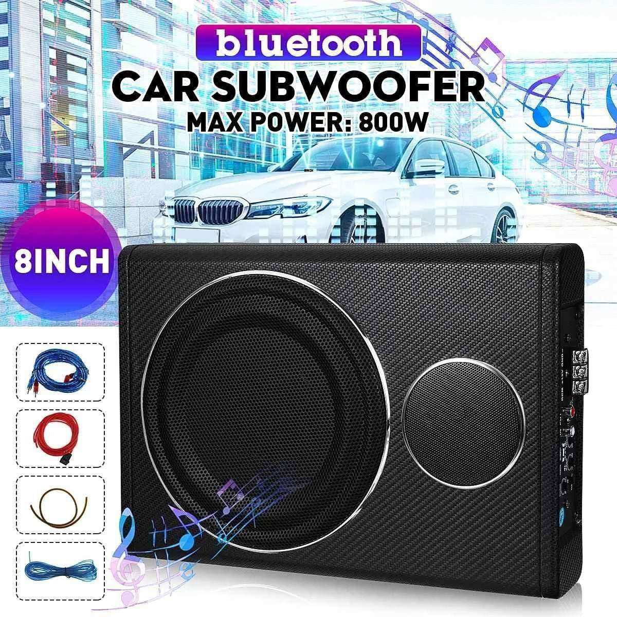 800W 8" bluetooth Car Amplifier Subwoofer Car Audio Slim Under Seat Active Subwoofer Bass Speaker Auto Woofer Music Player - a1 - z1