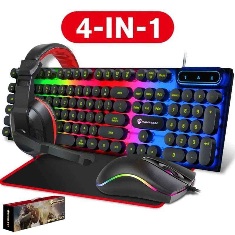 87HA 4 - in - 1 Gaming Keyboard Mouse Headset Combo 104 Keys Ergonomic Gamer Keyboard Game Mouse Gaming Stereo Headset Mouse Pad - a1 - z1