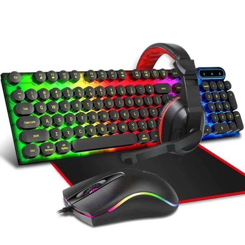 87HA 4 - in - 1 Gaming Keyboard Mouse Headset Combo 104 Keys Ergonomic Gamer Keyboard Game Mouse Gaming Stereo Headset Mouse Pad - a1 - z1