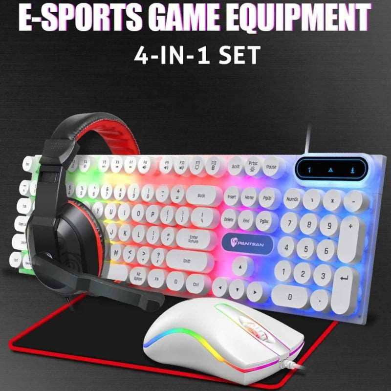 87HA 4 - in - 1 Gaming Keyboard Mouse Headset Combo 104 Keys Ergonomic Gamer Keyboard Game Mouse Gaming Stereo Headset Mouse Pad - a1 - z1