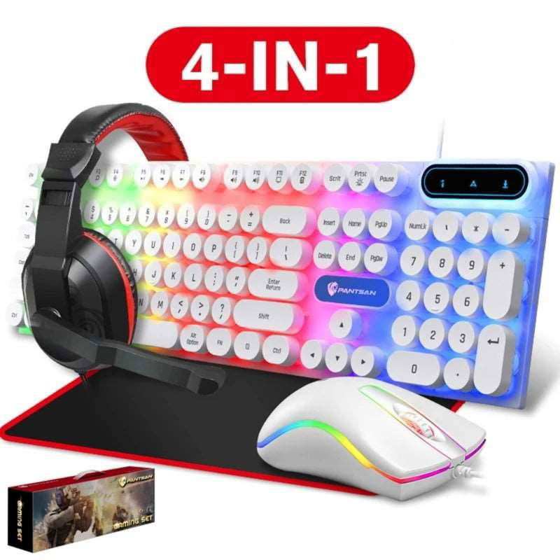 87HA 4 - in - 1 Gaming Keyboard Mouse Headset Combo 104 Keys Ergonomic Gamer Keyboard Game Mouse Gaming Stereo Headset Mouse Pad - a1 - z1