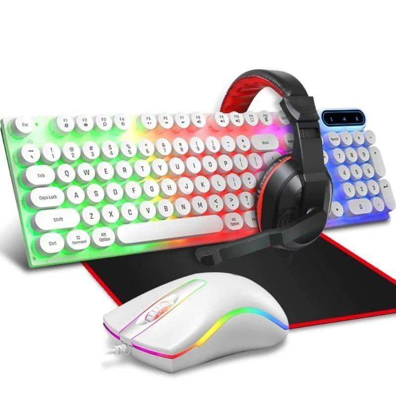 87HA 4 - in - 1 Gaming Keyboard Mouse Headset Combo 104 Keys Ergonomic Gamer Keyboard Game Mouse Gaming Stereo Headset Mouse Pad - a1 - z1