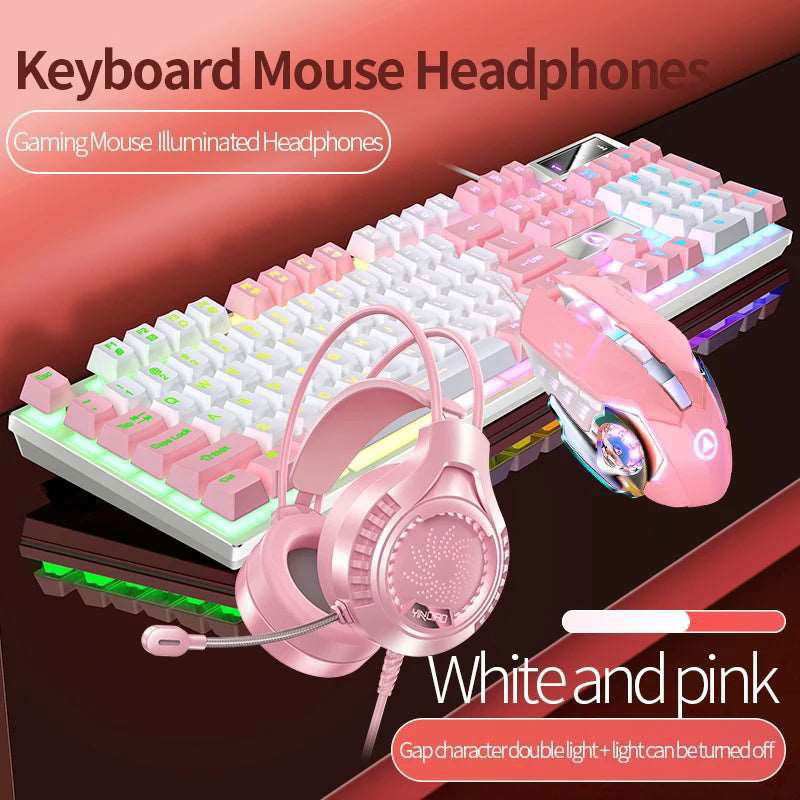 Gaming Keyboard Mouse Headphone Set Wired Backlight Game 104 Keys Keyboards 3600DPI Mice USD 3.5mm Headset Combos for PC Gamer - a1 - z1