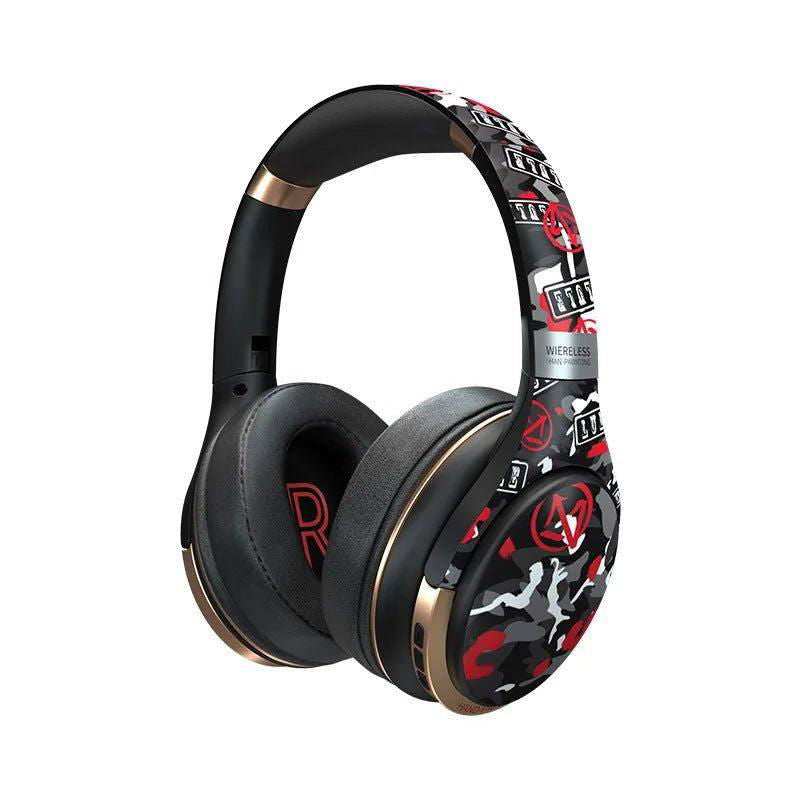 Graffiti Wireless Headphones Bluetooth Music Headset Over Ear Foldable Bass Earphone Gaming Headset With Mic TF Card Color Light - a1 - z1