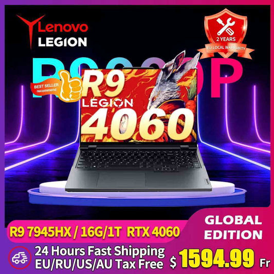 Lenovo Legion R9000P 2023 E - sports Gaming Laptop 16inch AMD R9 7945HX 1T/4T RTX4060 100%sRGB 500nits 2.5K 240Hz Game Notebook PC - a1 - z1