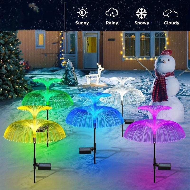 Outdoor LED Waterproof Solar Jellyfish Fiber Optic Light, Garden Lawn Light, For Courtyard Atmosphere Decoration, Christmas & Halloween Decorations - a1 - z1