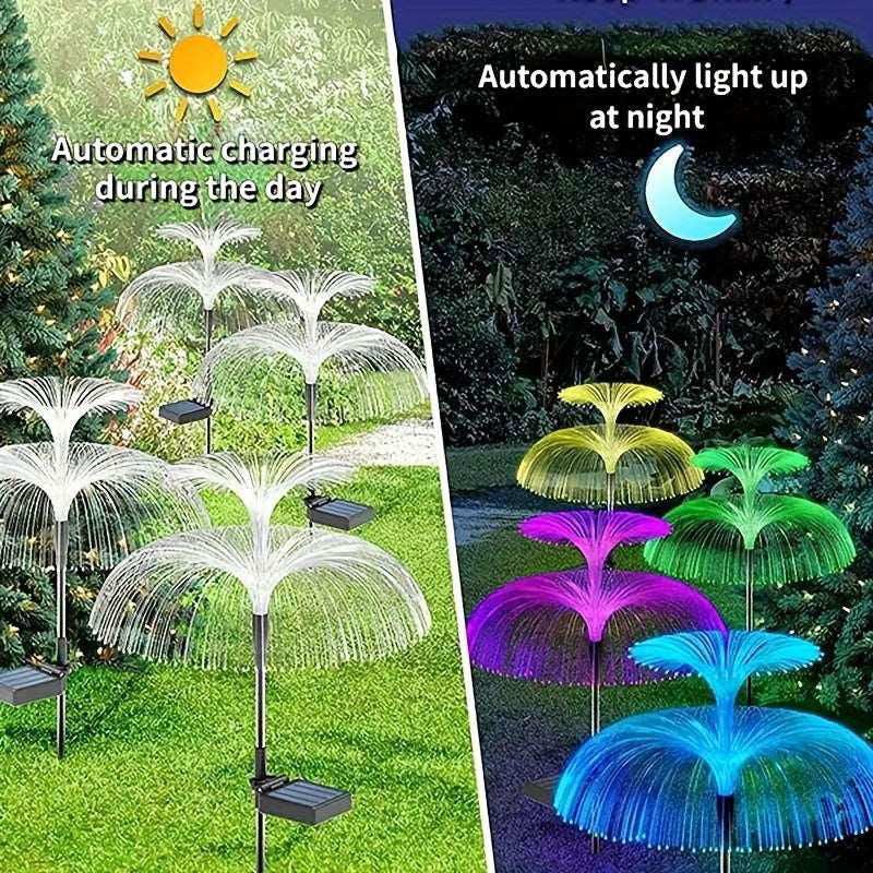 Outdoor LED Waterproof Solar Jellyfish Fiber Optic Light, Garden Lawn Light, For Courtyard Atmosphere Decoration, Christmas & Halloween Decorations - a1 - z1