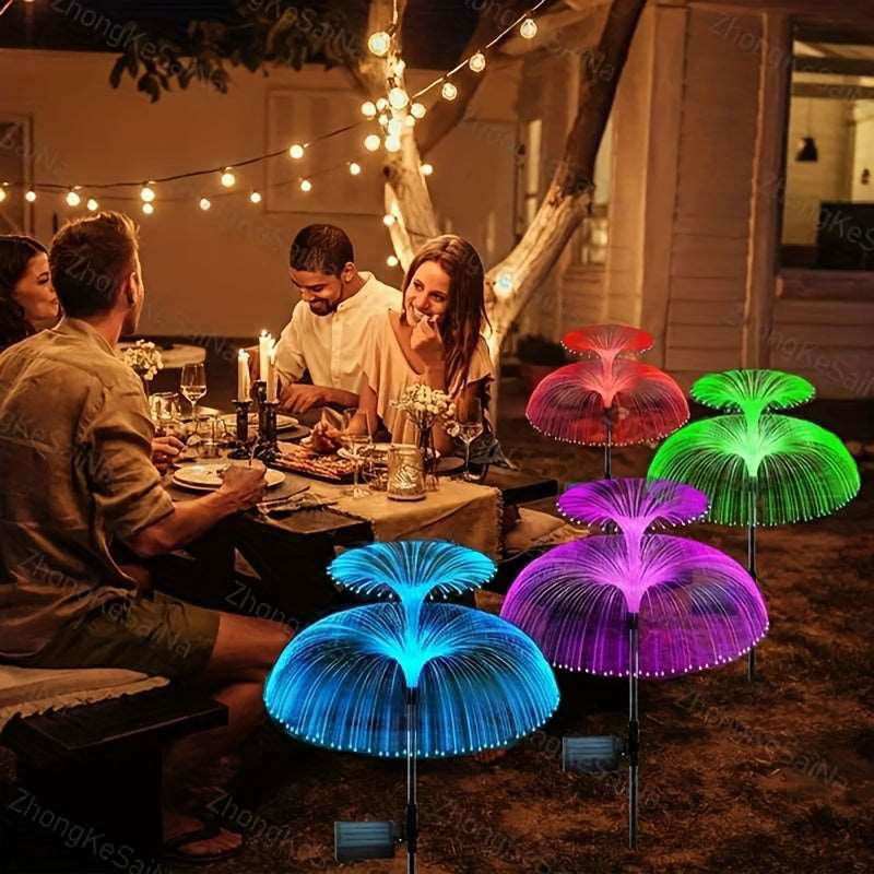 Outdoor LED Waterproof Solar Jellyfish Fiber Optic Light, Garden Lawn Light, For Courtyard Atmosphere Decoration, Christmas & Halloween Decorations - a1 - z1