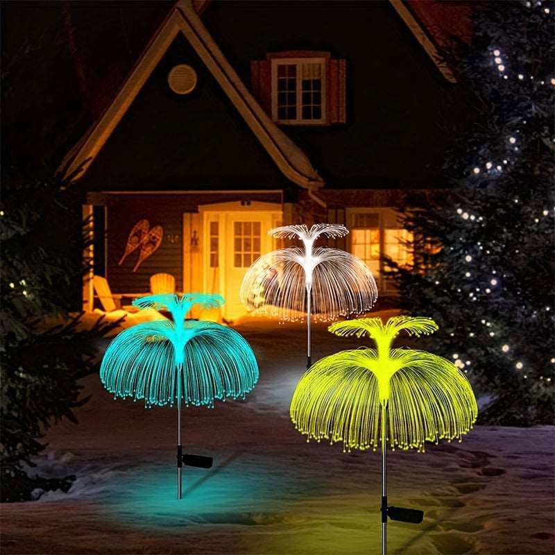 Outdoor LED Waterproof Solar Jellyfish Fiber Optic Light, Garden Lawn Light, For Courtyard Atmosphere Decoration, Christmas & Halloween Decorations - a1 - z1