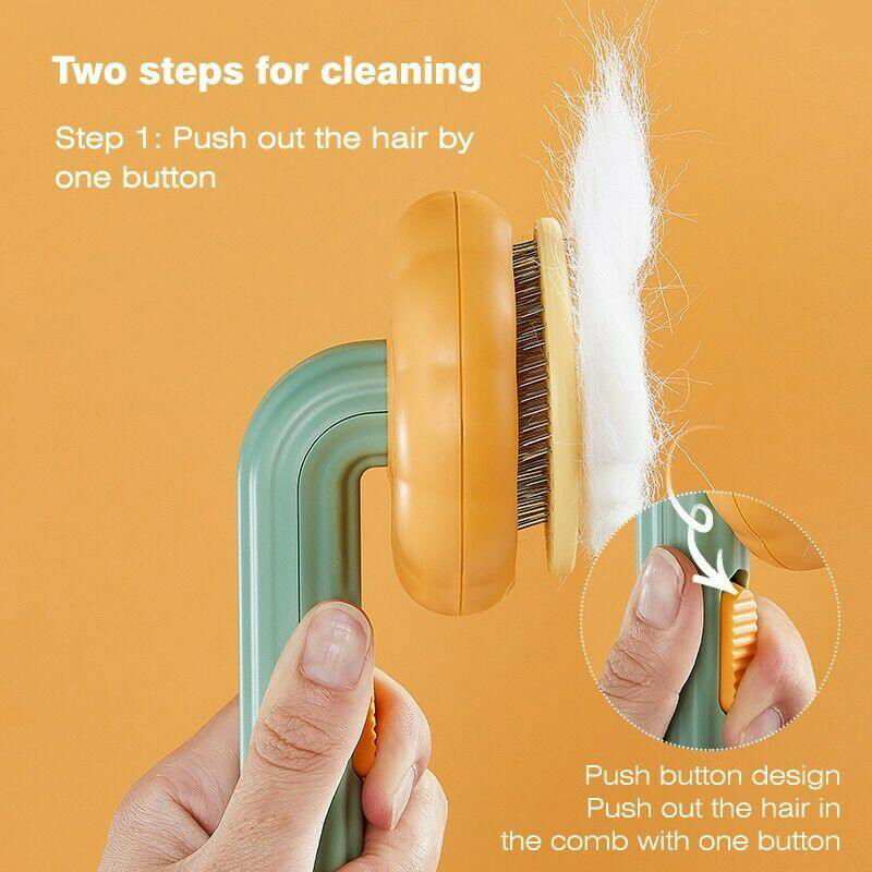 Pet Pumpkin Brush, Pet Grooming Self Cleaning Slicker Brush For Dogs Cats Puppy Rabbit, Cat Brush Grooming Gently Removes Loose Undercoat, Mats Tangled Hair Slicker Brush - a1 - z1