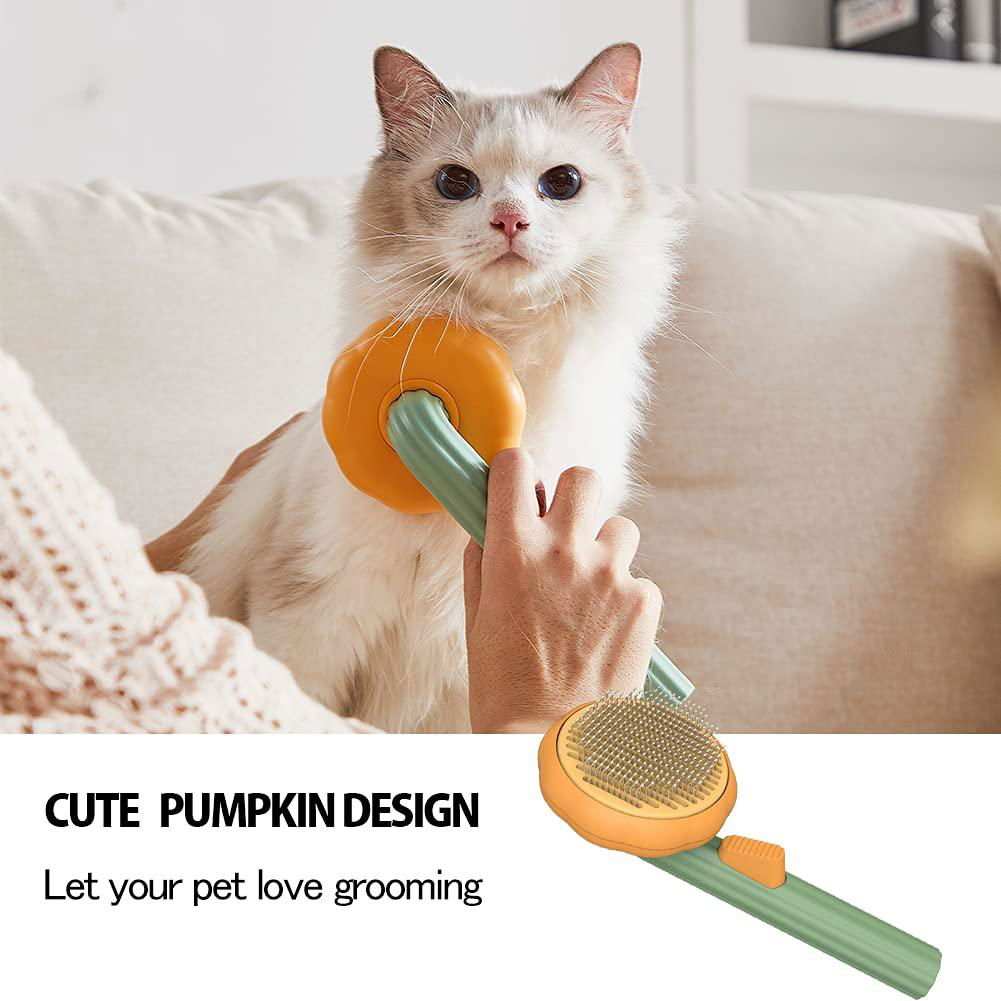 Pet Pumpkin Brush, Pet Grooming Self Cleaning Slicker Brush For Dogs Cats Puppy Rabbit, Cat Brush Grooming Gently Removes Loose Undercoat, Mats Tangled Hair Slicker Brush - a1 - z1