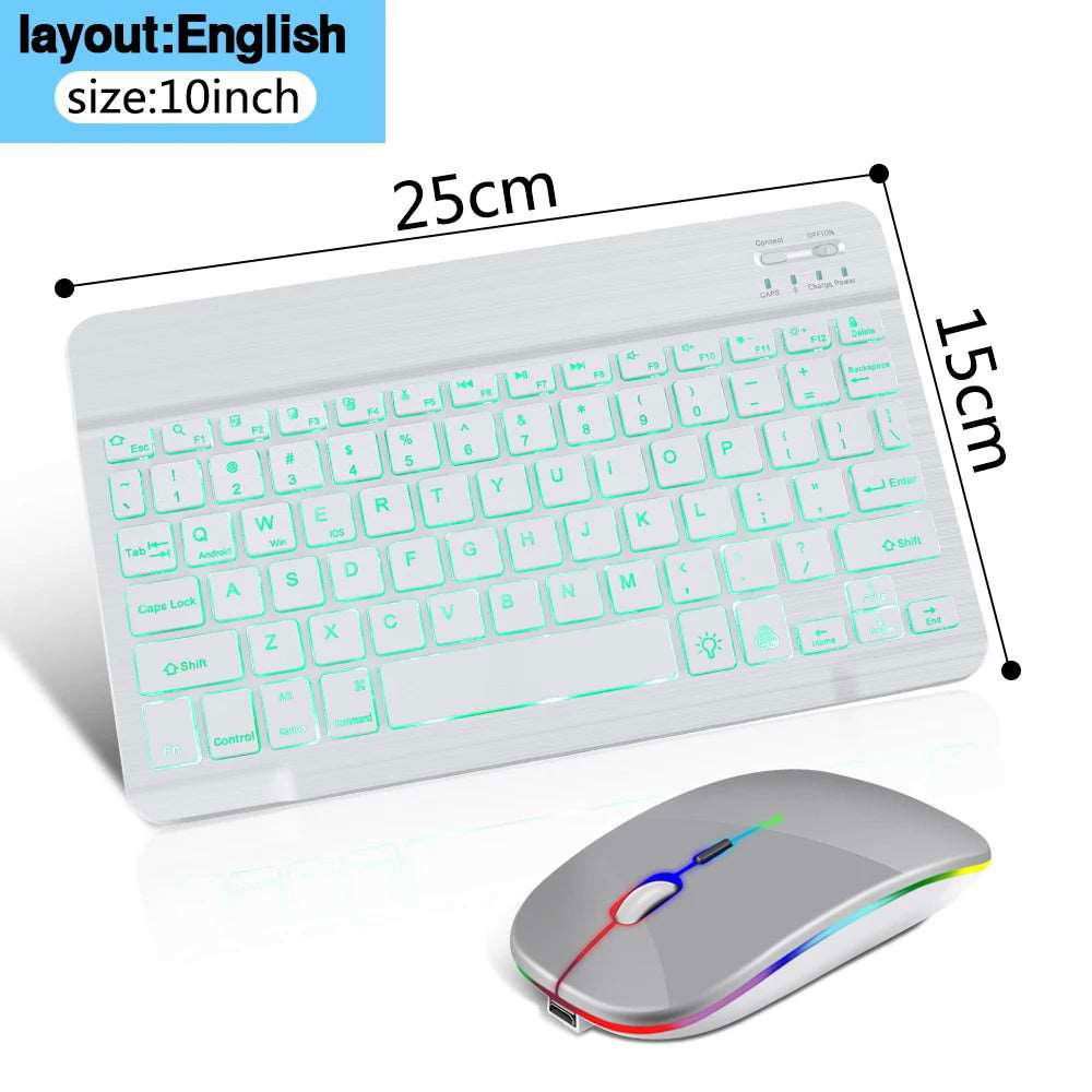 RGB Bluetooth Keyboard and Mouse Rechargeable Wireless Keyboard Mouse Russian Spainsh Backlight Keyboard For ipad Tablet Laptop - a1 - z1