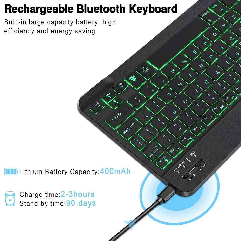 RGB Bluetooth Keyboard and Mouse Rechargeable Wireless Keyboard Mouse Russian Spainsh Backlight Keyboard For ipad Tablet Laptop - a1 - z1