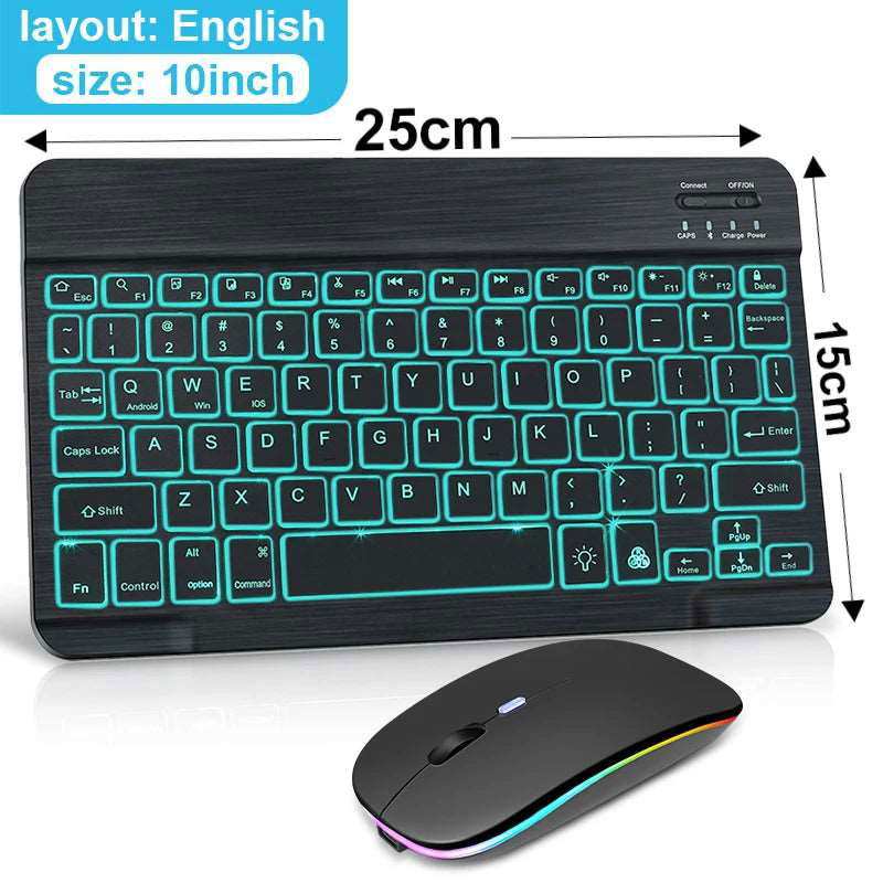 RGB Bluetooth Keyboard and Mouse Rechargeable Wireless Keyboard Mouse Russian Spainsh Backlight Keyboard For ipad Tablet Laptop - a1 - z1