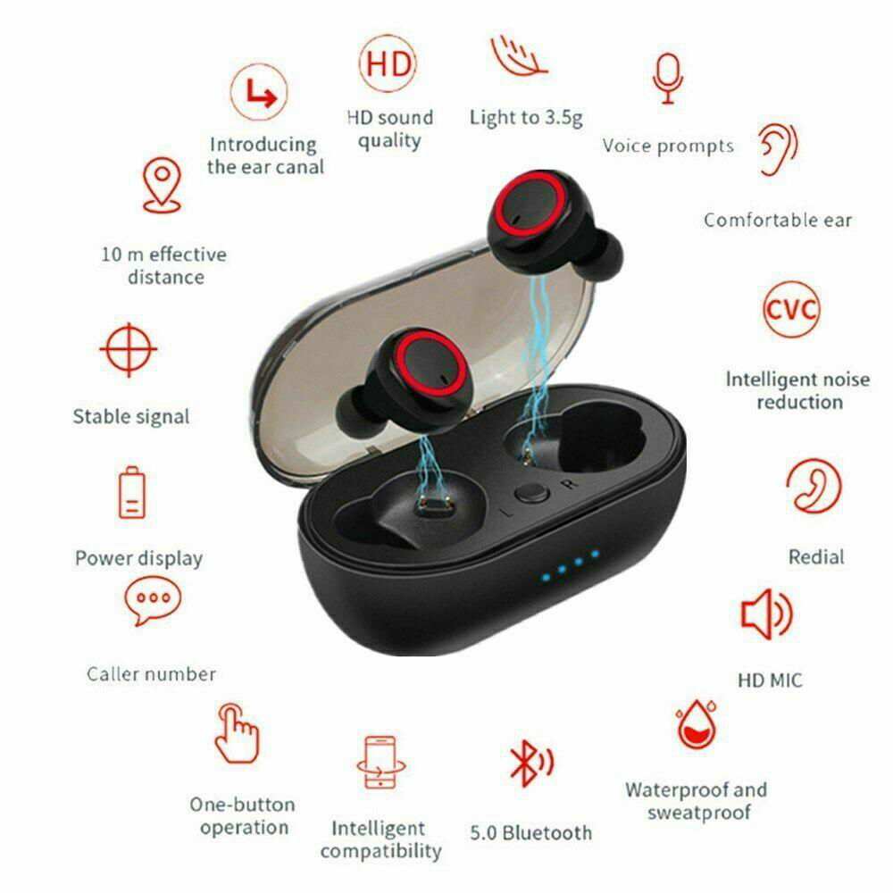 Waterproof Bluetooth 5.0 Wireless Earbuds Headphone Headset Noise Cancelling TWS - a1 - z1