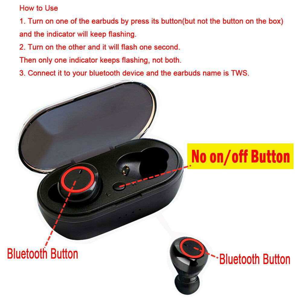 Waterproof Bluetooth 5.0 Wireless Earbuds Headphone Headset Noise Cancelling TWS - a1 - z1