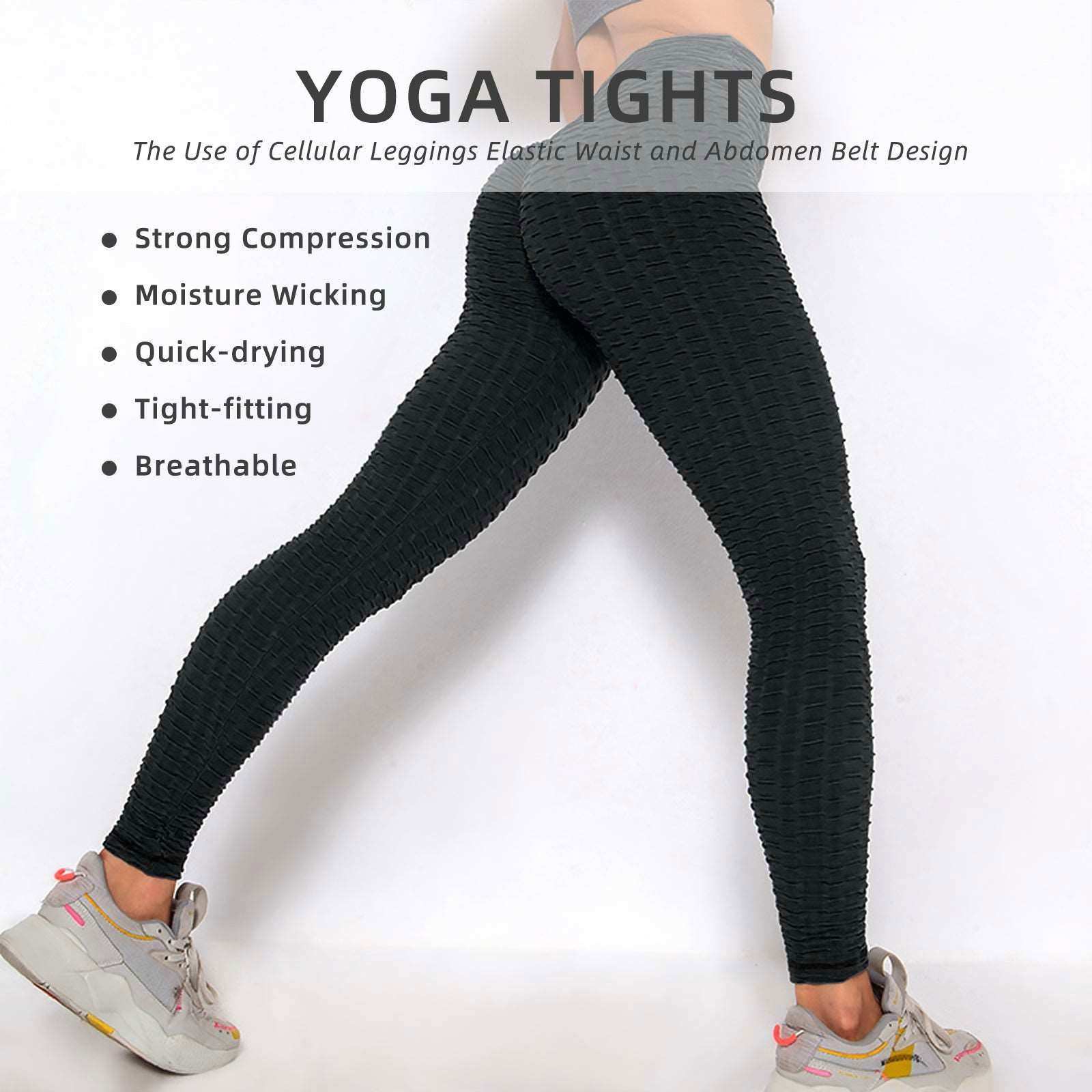 Women TIK Tok Leggings Bubble Textured Leggings Butt Lifting Yoga Pants Black Amazon Banned - a1 - z1