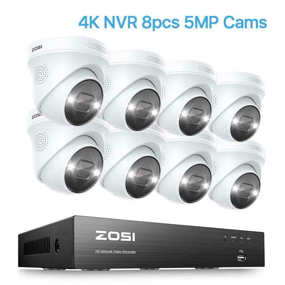 ZOSI 4K PoE Video Surveillance Cameras System 8CH Expand 16CH NVR Kit 2 - Way Audio Out/Indoor 8MP/5MP IP Camera CCTV Security Set - a1 - z1