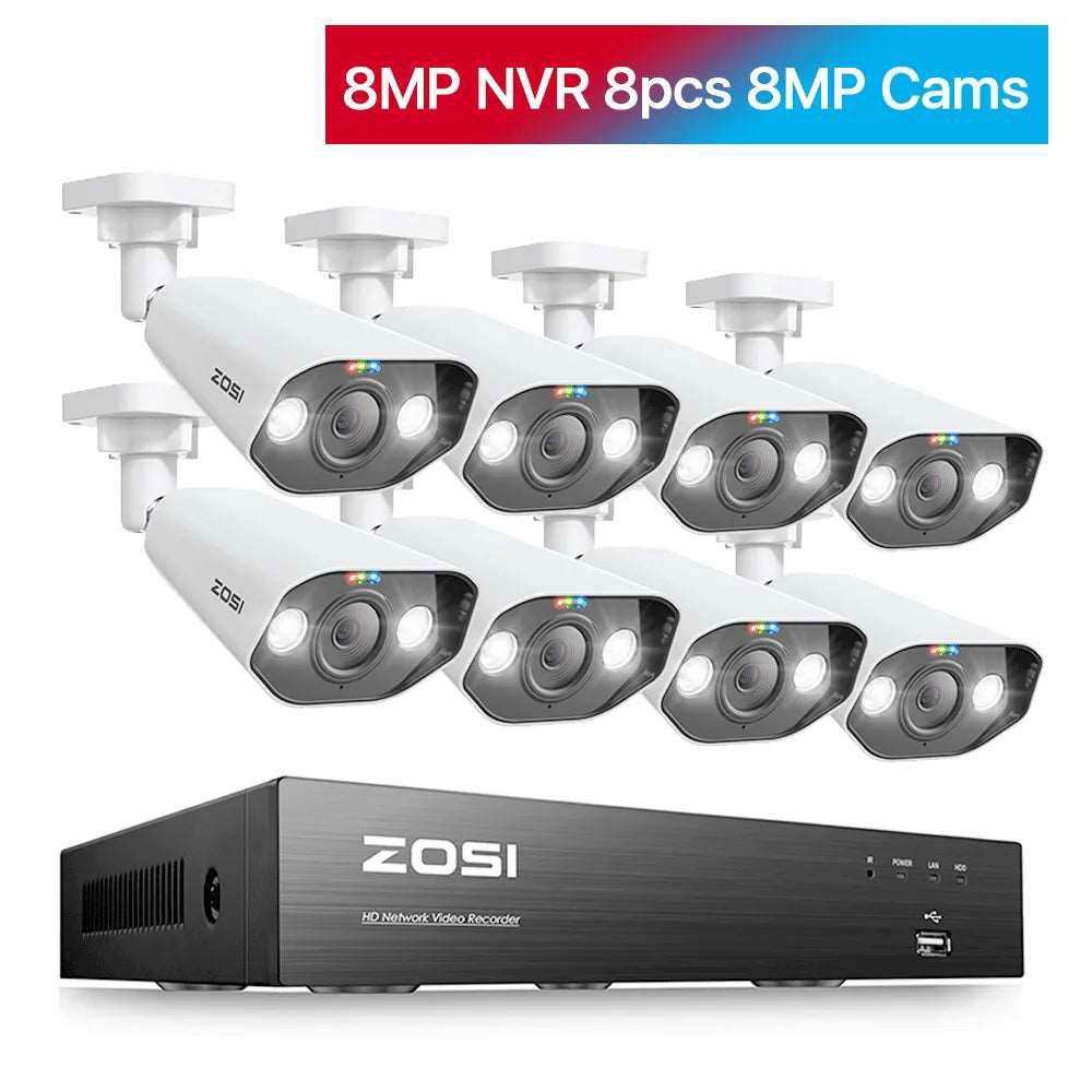 ZOSI 8CH POE Video Surveillance Kit 4K 8MP 5MP Super HD Outdoor IP Cameras AI Starlight Night Vision CCTV Security Camera System - a1 - z1