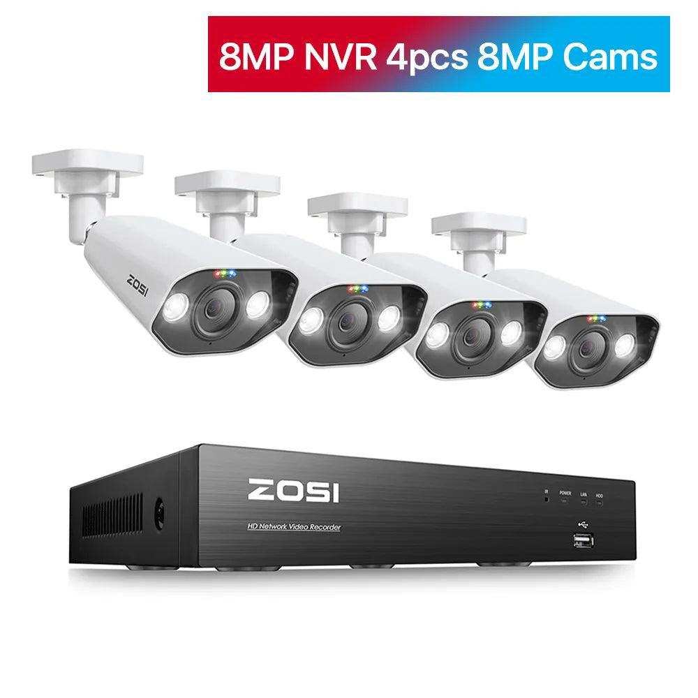 ZOSI 8CH POE Video Surveillance Kit 4K 8MP 5MP Super HD Outdoor IP Cameras AI Starlight Night Vision CCTV Security Camera System - a1 - z1