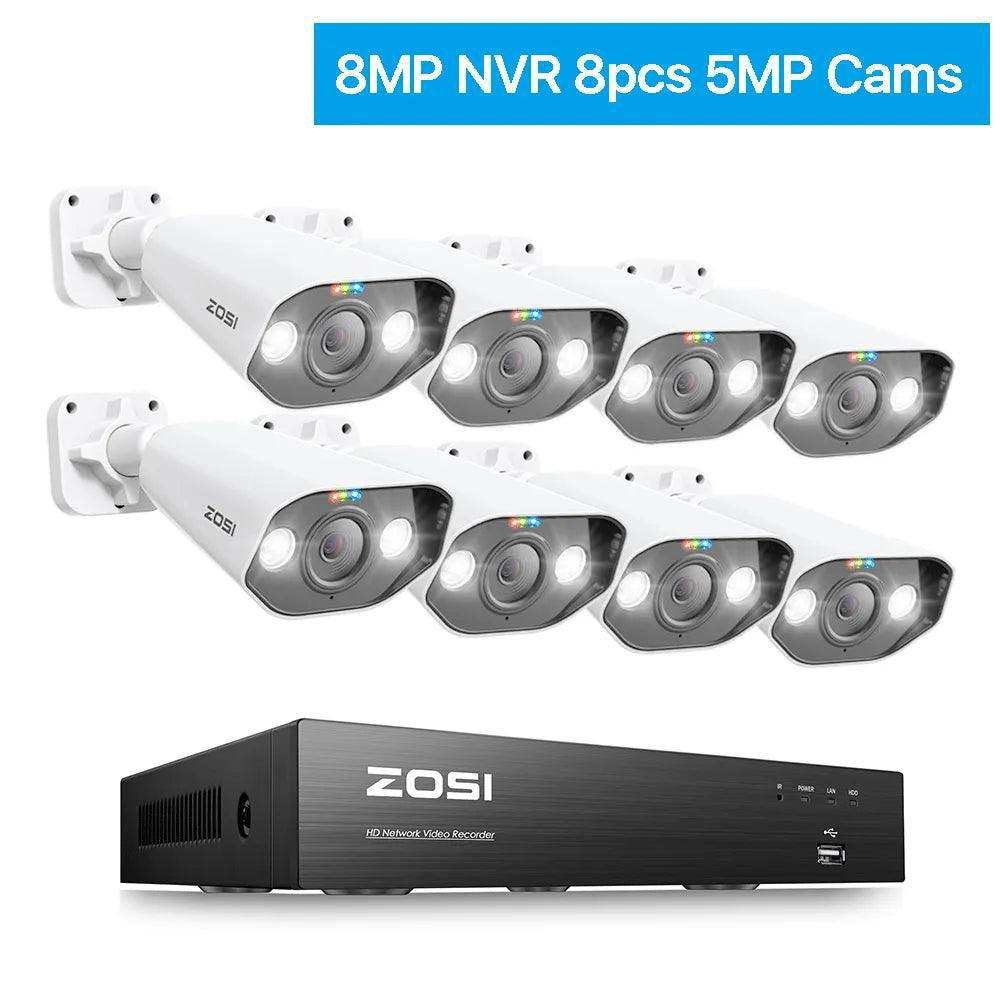 ZOSI 8CH POE Video Surveillance Kit 4K 8MP 5MP Super HD Outdoor IP Cameras AI Starlight Night Vision CCTV Security Camera System - a1 - z1